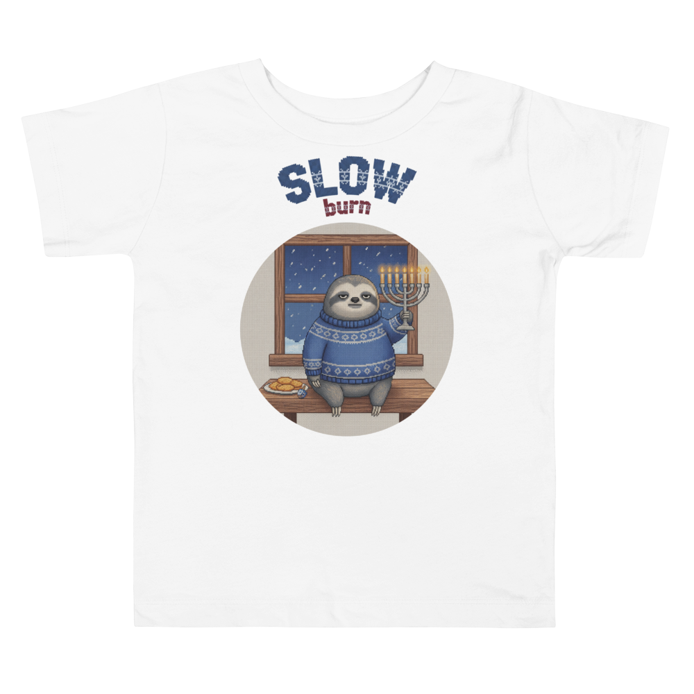 Slow Burn Toddler Ugly Christmas Tee โ Pure White flat