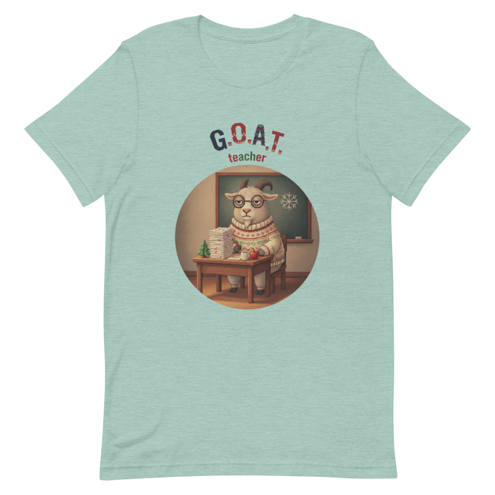 G.O.A.T. Teacher Ugly Christmas Tee โ Green flat