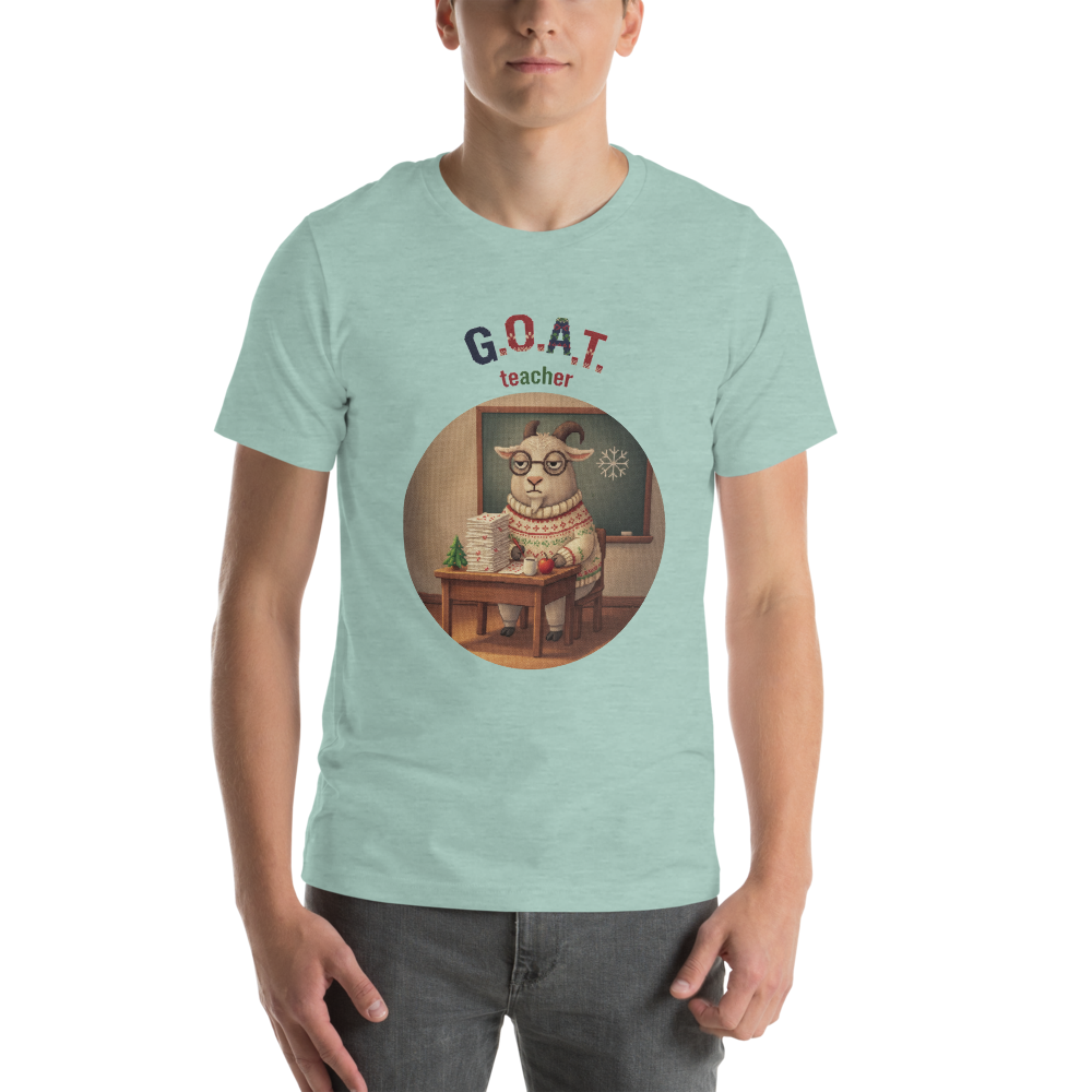 G.O.A.T. Teacher Ugly Christmas Tee โ Green model
