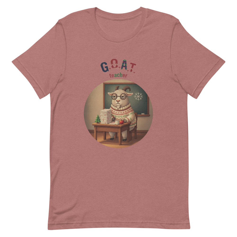 G.O.A.T. Teacher Ugly Christmas Tee โ Mauve flat