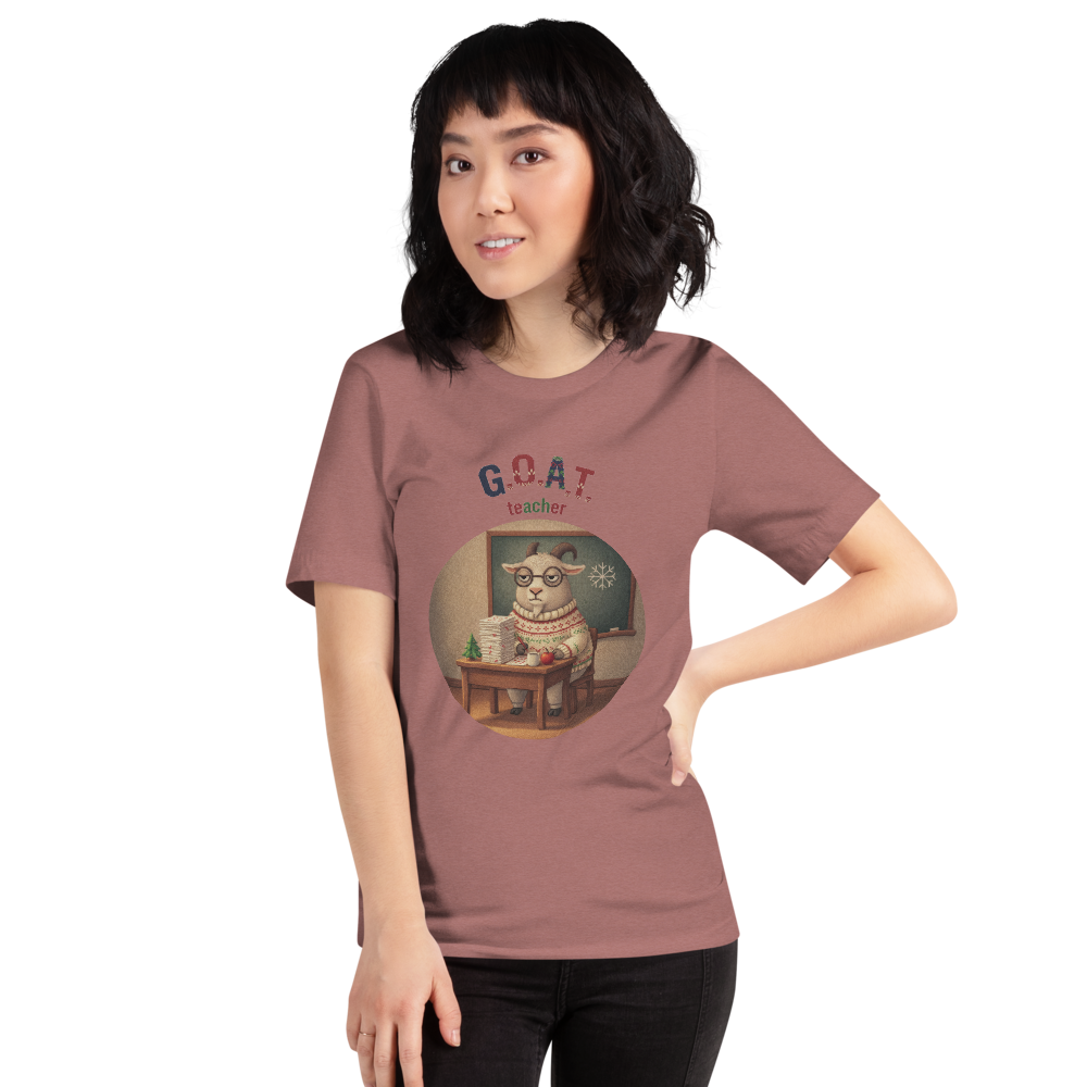 Teacher Goat Tee mauve women model