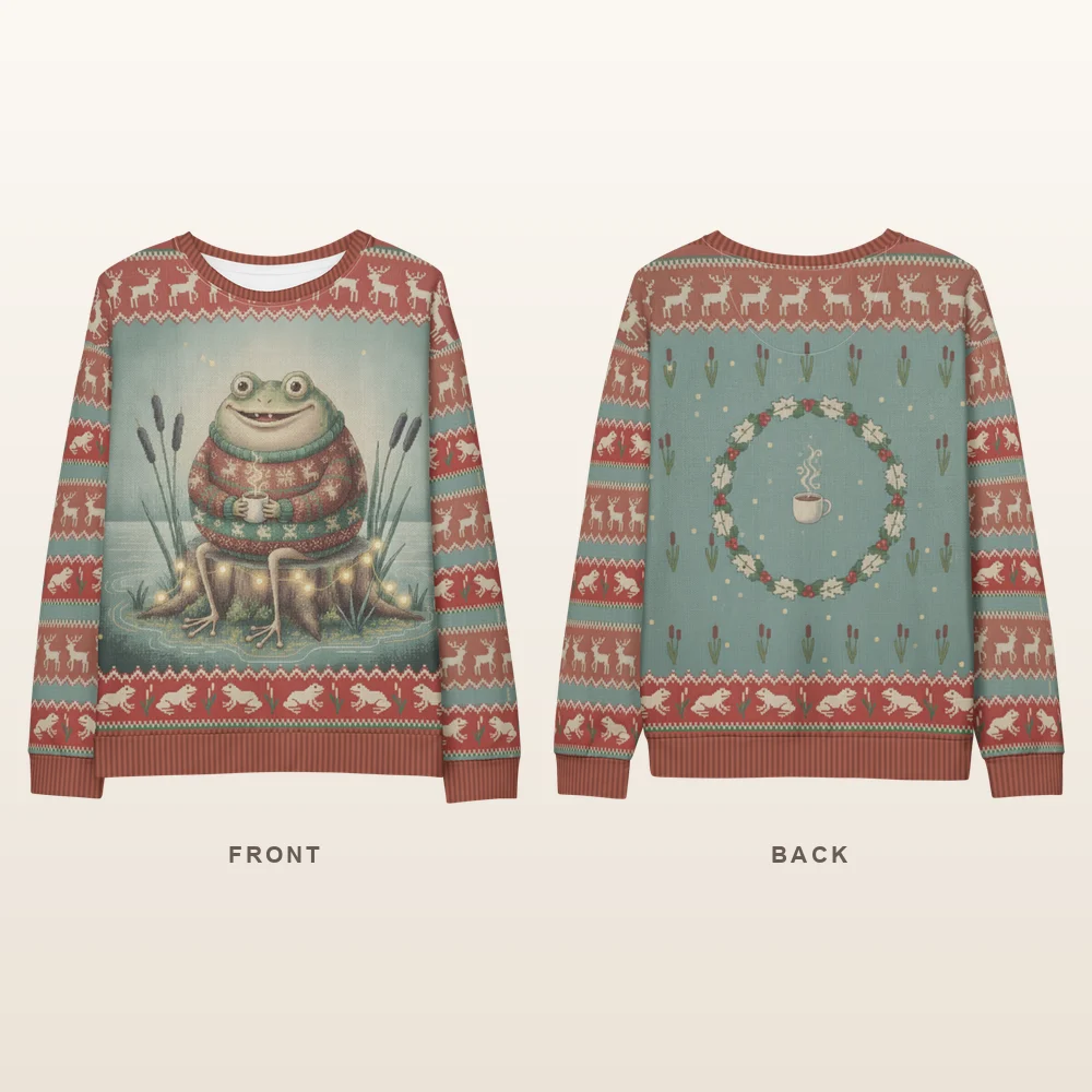 Toadally Festive Ugly Christmas Sweatshirt, All-Over Print