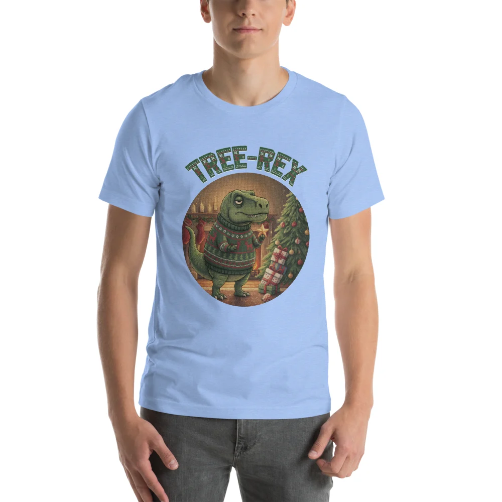 Tree-Rex Ugly Christmas Tee, Blue model