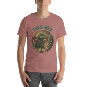 Tree-Rex Ugly Christmas Tee, Mauve model