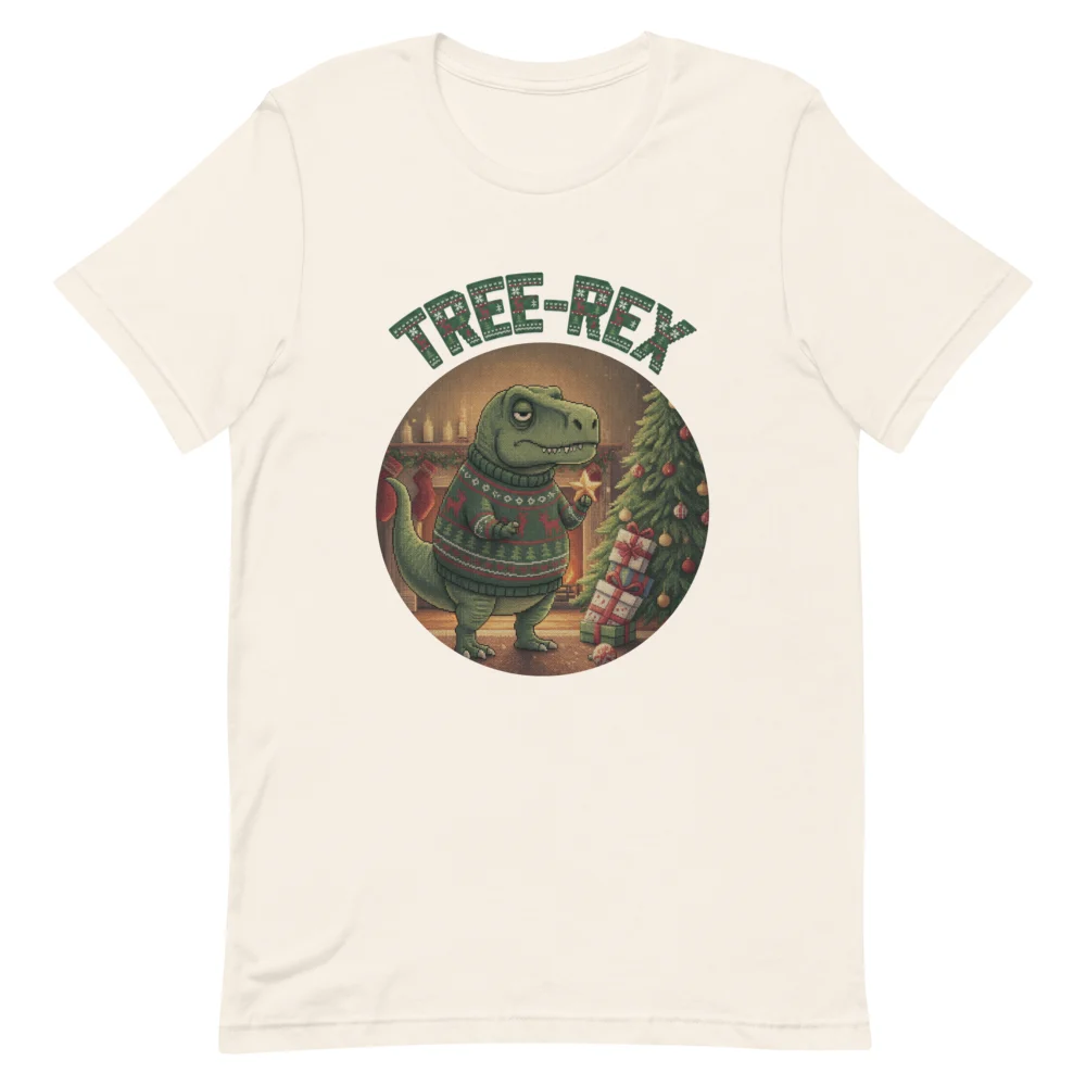 Tree-Rex Ugly Christmas Tee, Vintage White flat