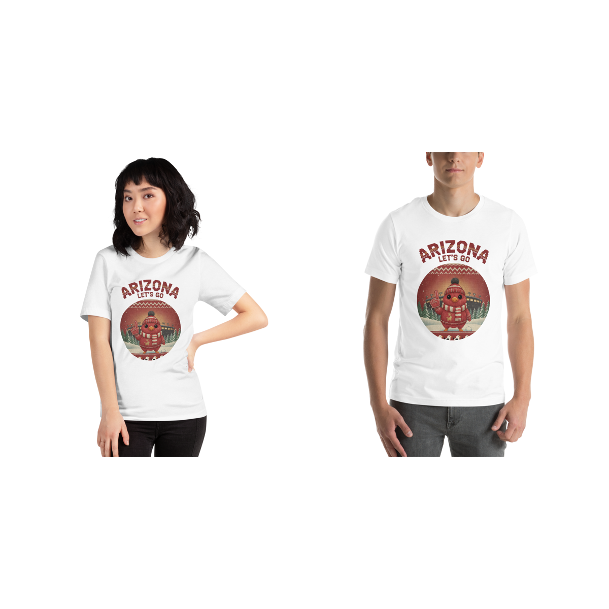 Arizona Fan matching Christmas tees for couples, pure white