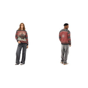 Atlanta Fan matching ugly Christmas sweatshirts for couples