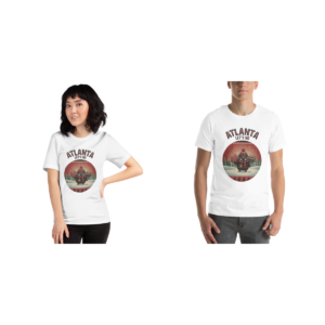 Atlanta Fan matching Christmas tees for couples, pure white