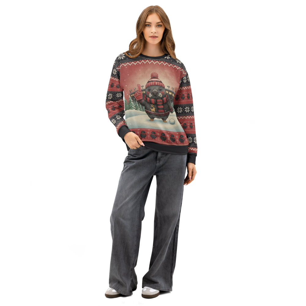 Atlanta Fan ugly Christmas sweatshirt, women's front