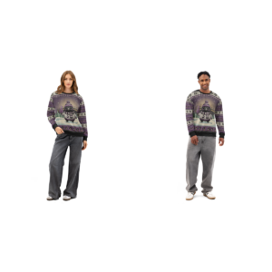 Baltimore Fan Matching Ugly Christmas Sweaters for Couples | Two Sweatshirts