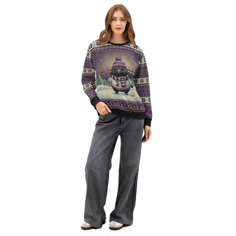 Baltimore Fan ugly Christmas sweatshirt, women's front
