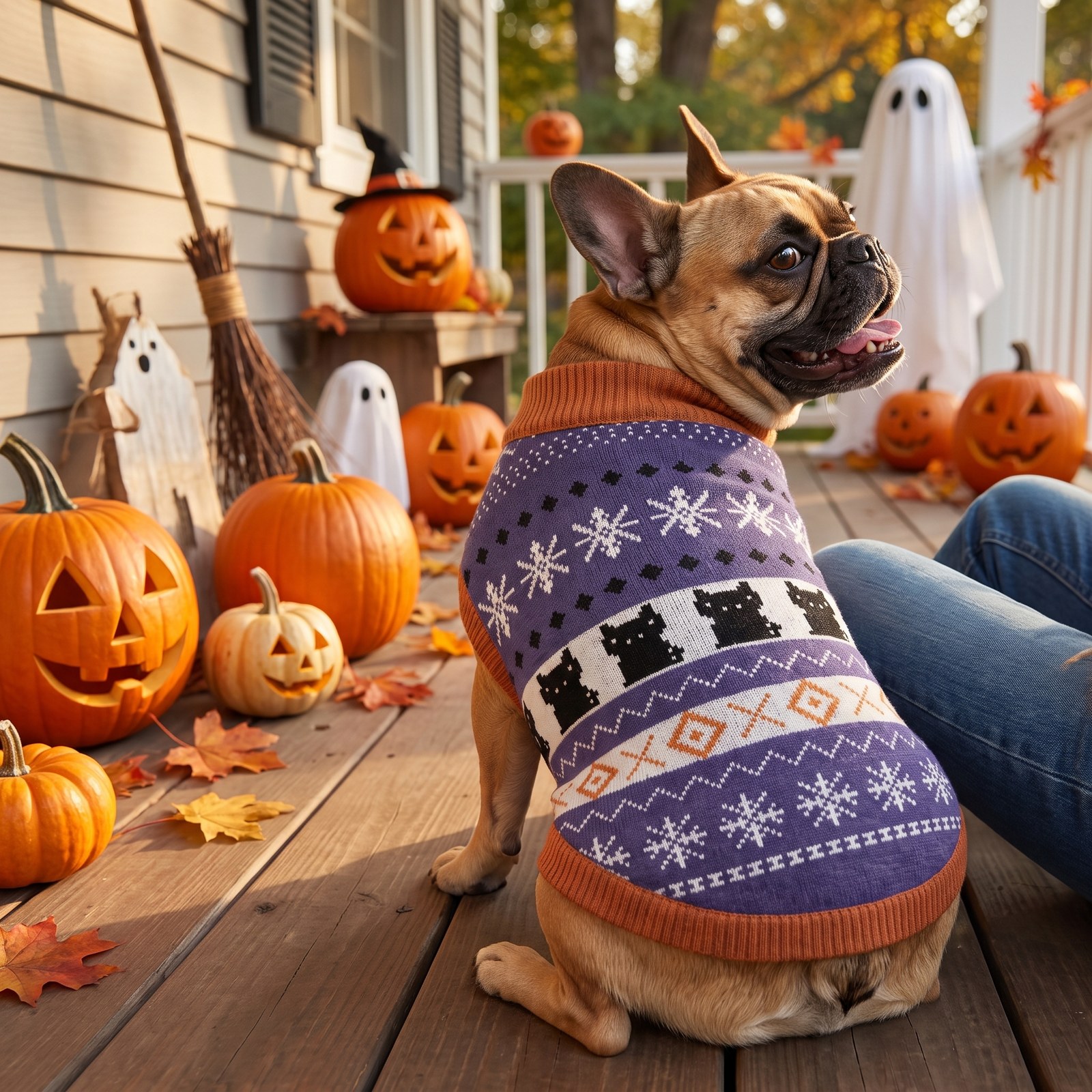 Styling photo, Black Cat Dog Halloween Sweater