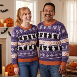 Styling photo, Black Cat Halloween Couples Matching Set