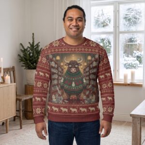 Plus size styling photo, Bull in a China Shop Ugly Christmas Sweater