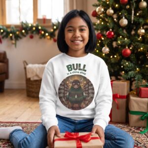 Styling photo, Bull in a China Shop Kids Ugly Christmas Sweater