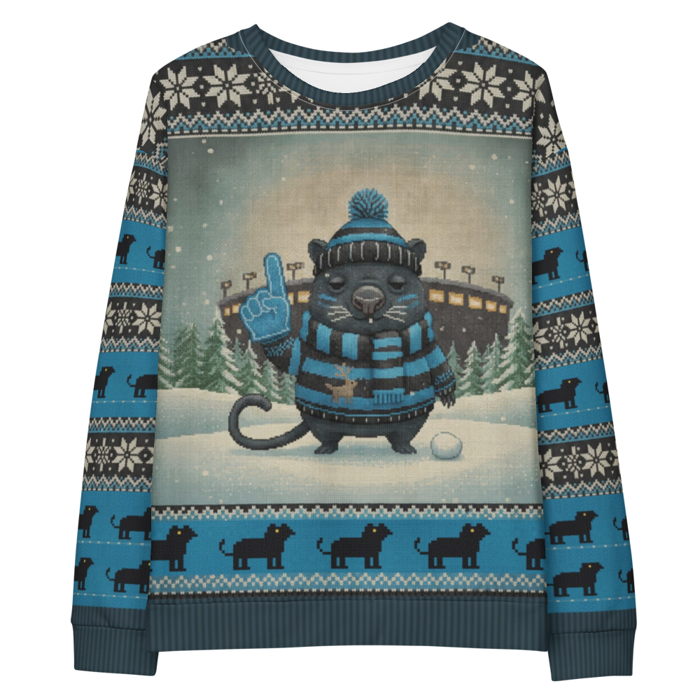 Carolina Fan ugly Christmas sweatshirt, front flat