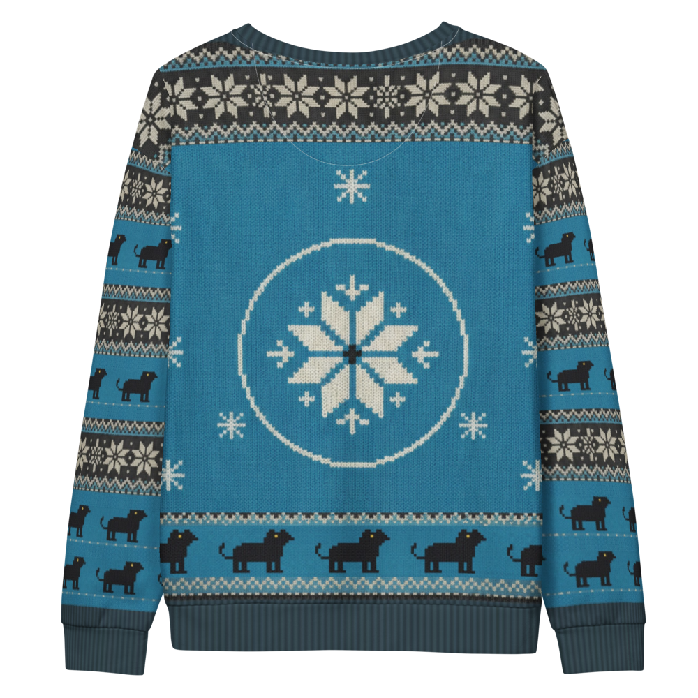 Carolina Fan ugly Christmas sweatshirt, back flat