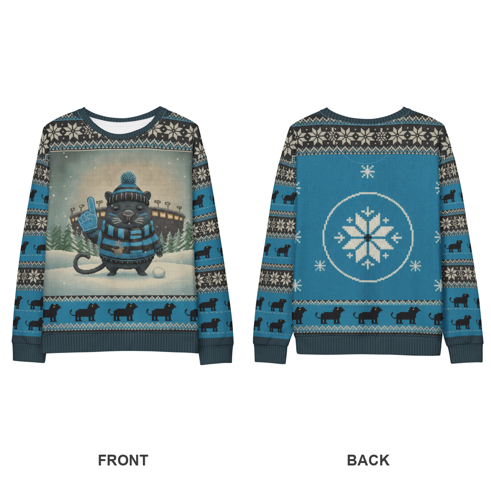 Carolina Fan ugly Christmas sweatshirt, front and back