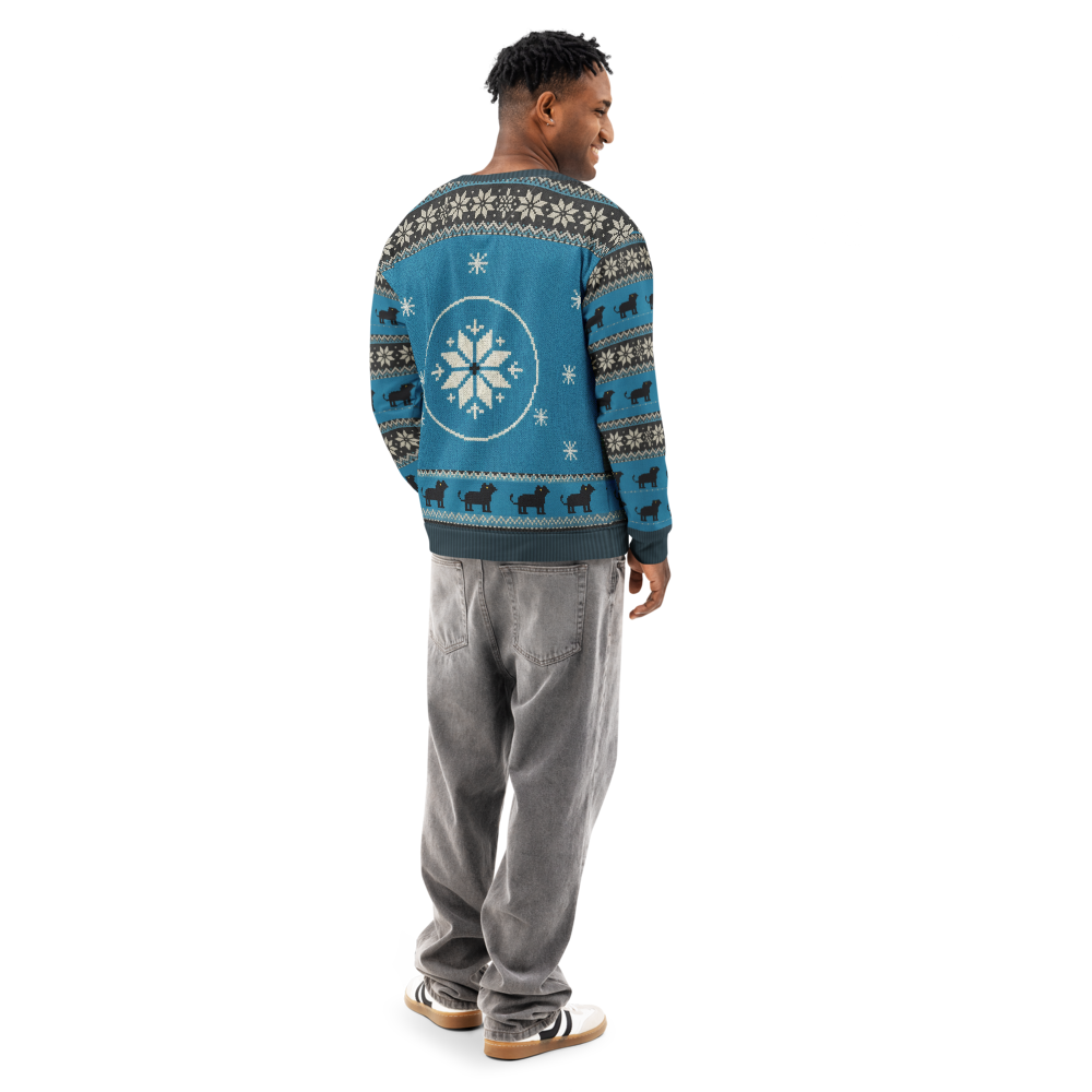 Carolina Fan ugly Christmas sweatshirt, men's back