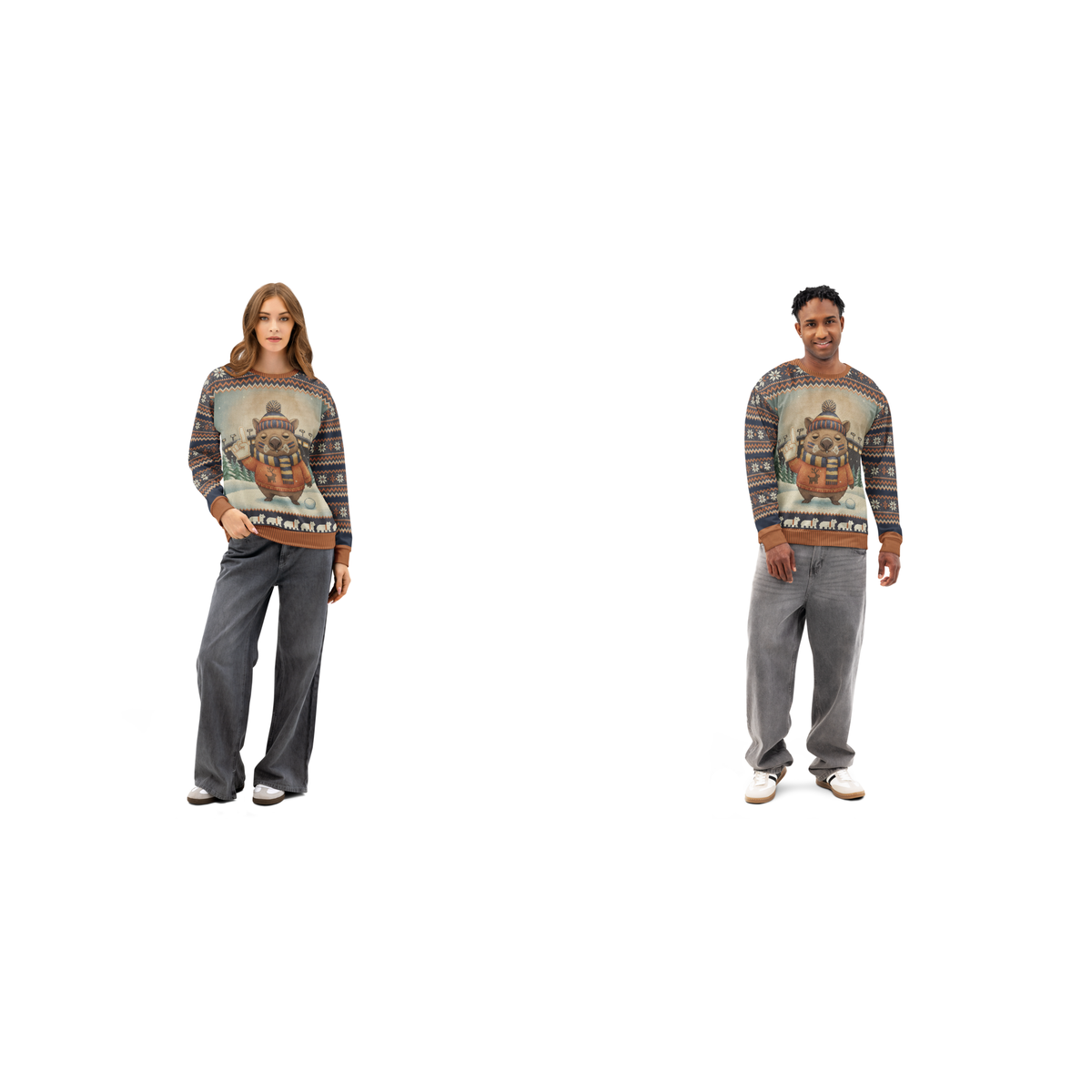 Chicago Fan matching ugly Christmas sweatshirts for couples