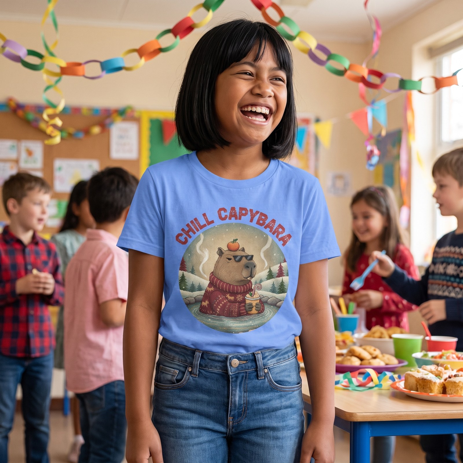 Styling photo, Chill Capybara Kids Ugly Christmas Shirt