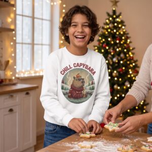 Styling photo, Chill Capybara Kids Ugly Christmas Sweater
