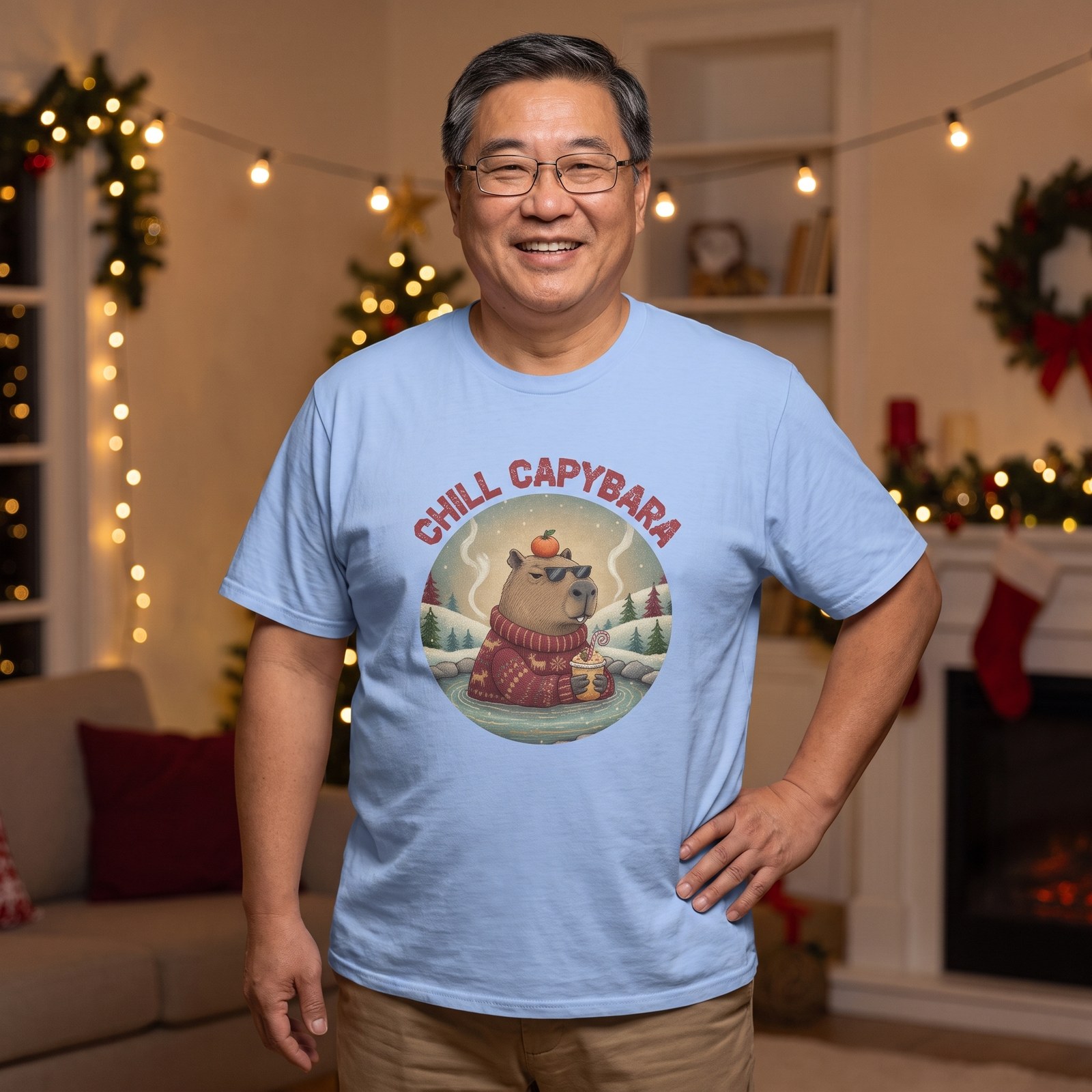Plus size styling photo, Chill Capybara Ugly Christmas Shirt