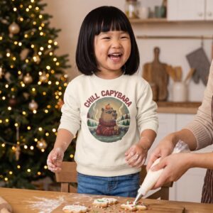 Styling photo, Chill Capybara Toddler Ugly Christmas Sweater