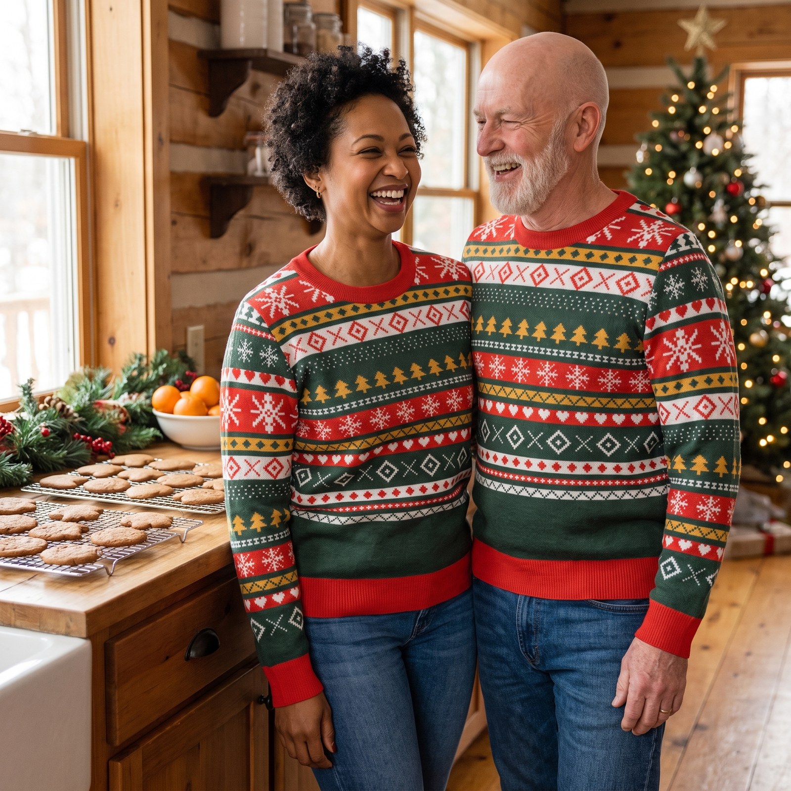 Styling photo, Christmas Sampler Matching Knitted Christmas Sweaters for Couples