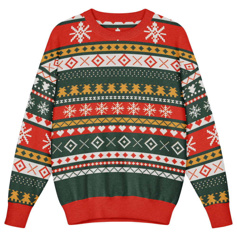 Christmas Sampler Kids Ugly Christmas Sweater | Real Knit Fair Isle Crewneck 1
