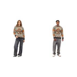 Cincinnati Fan Matching Ugly Christmas Sweaters for Couples | Two Sweatshirts