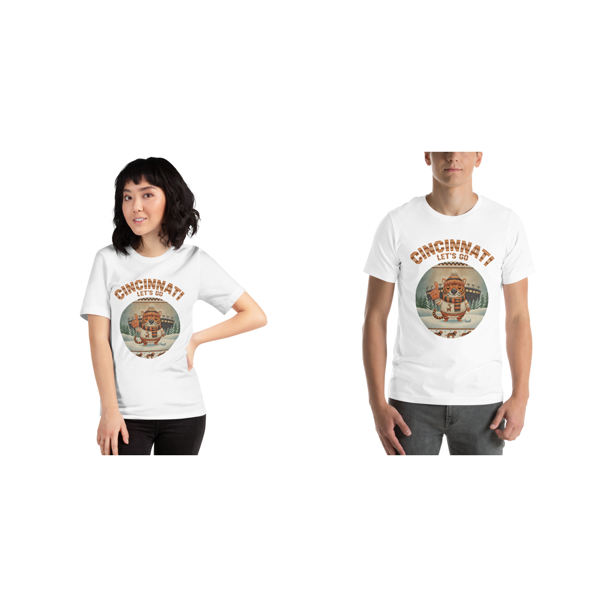 Cincinnati Fan matching Christmas tees for couples, pure white