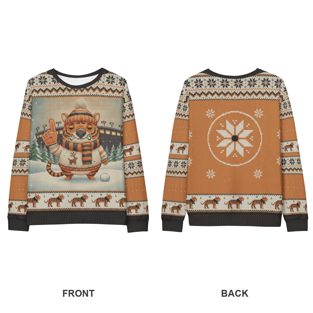 Cincinnati Fan ugly Christmas sweatshirt, front and back