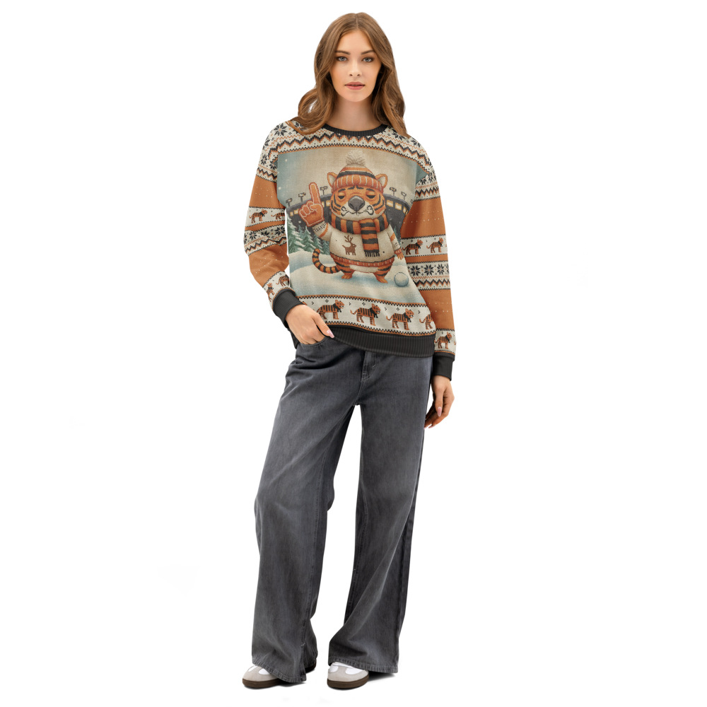 Cincinnati Fan ugly Christmas sweatshirt, women's front
