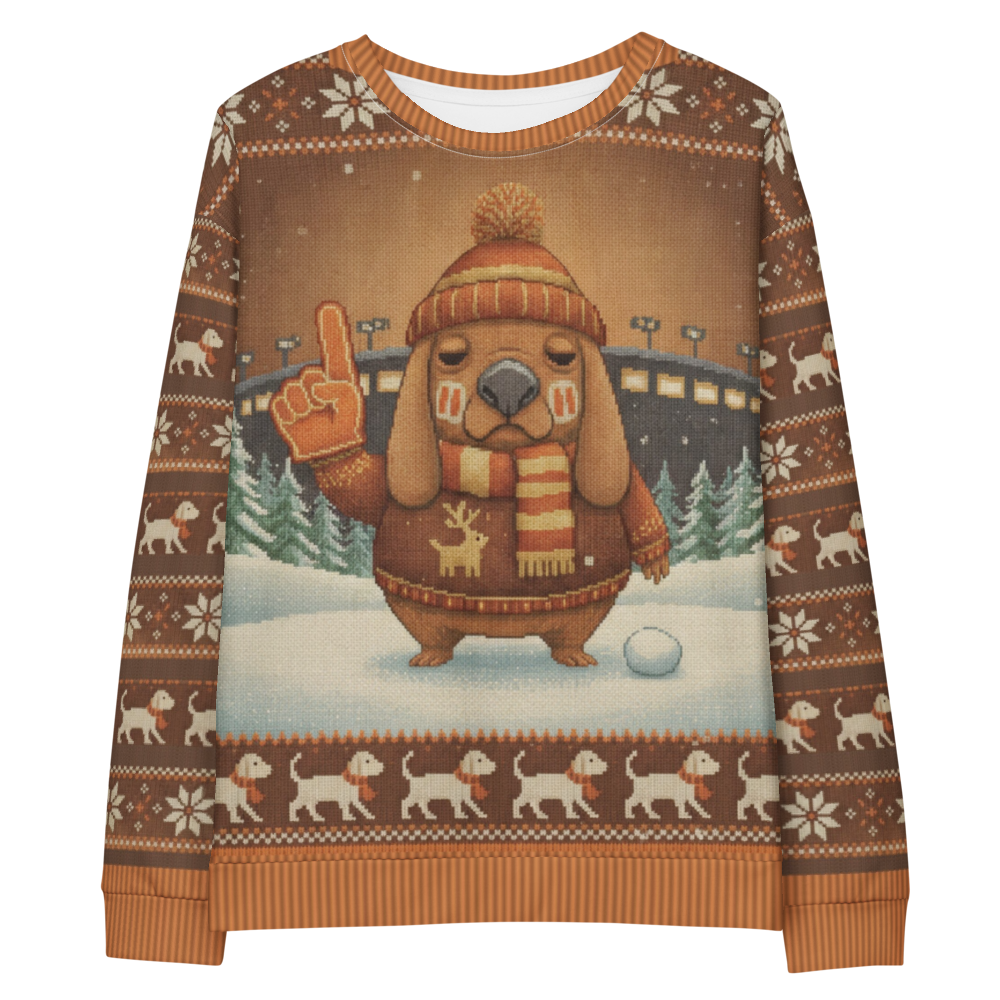 Cleveland Fan ugly Christmas sweatshirt, front flat