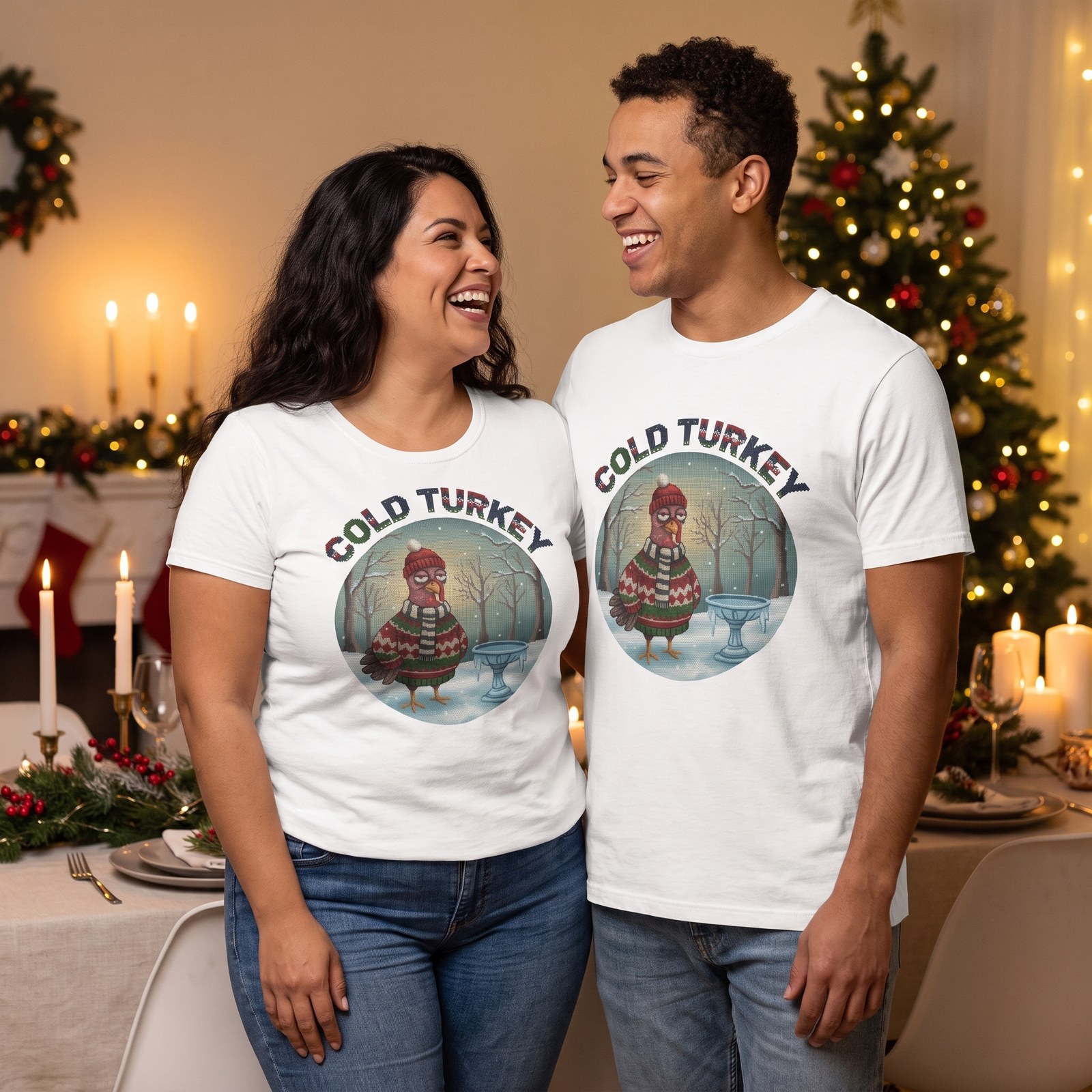 Plus size styling photo, Cold Turkey Matching Christmas Shirts for Couples