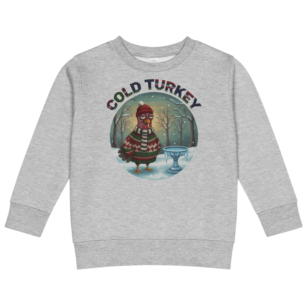 Cold Turkey Toddler Ugly Christmas Sweater | Kids Crewneck Sweatshirt, Ages 2 to 7 Heather flat