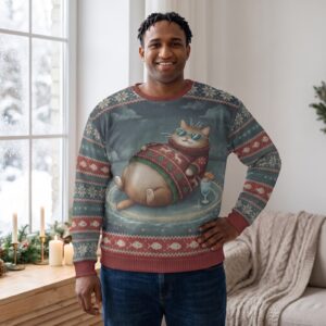 Plus size styling photo, Cool Cat Ugly Christmas Sweater
