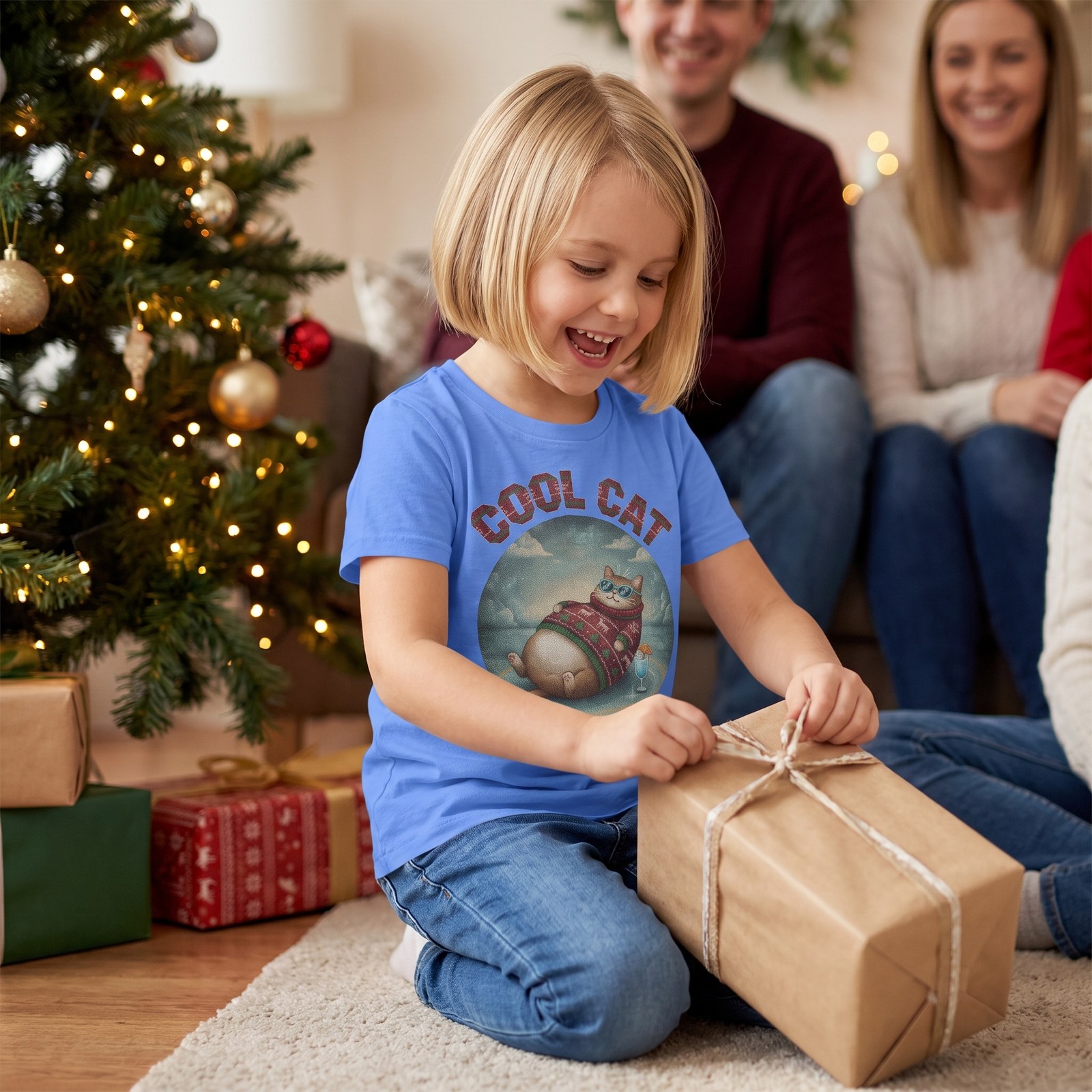 Styling photo, Cool Cat Kids Ugly Christmas Shirt