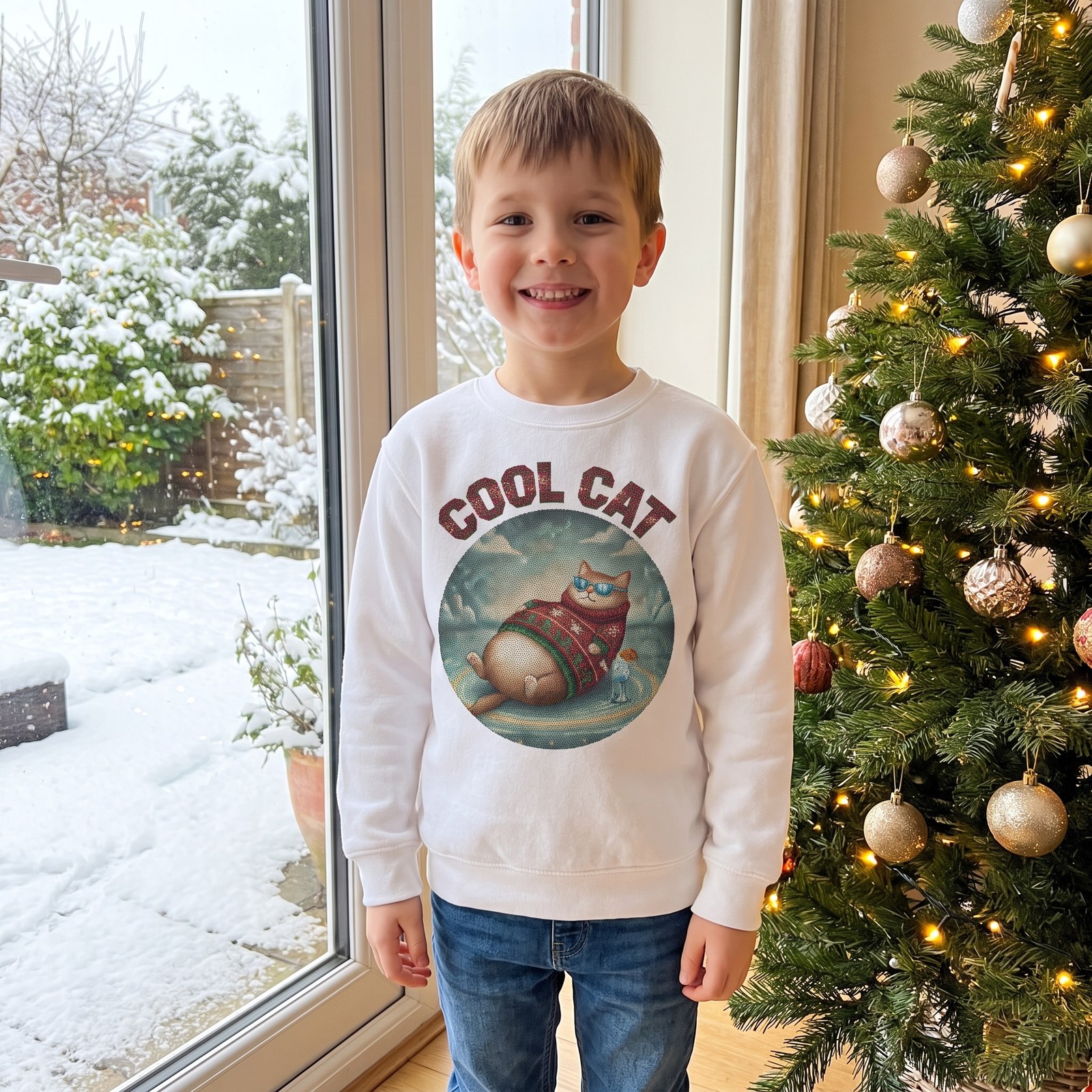 Styling photo, Cool Cat Kids Ugly Christmas Sweater
