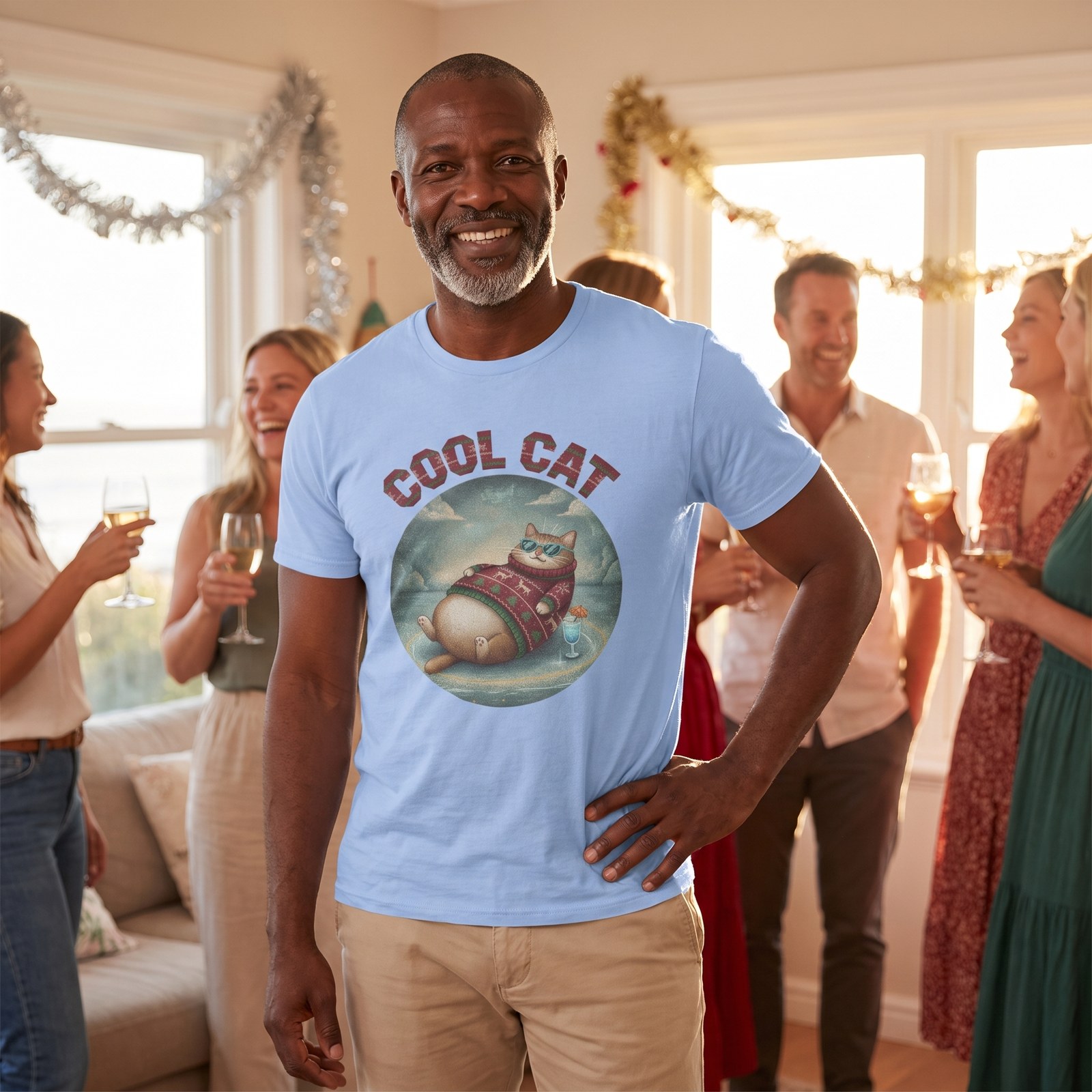 Styling photo, Cool Cat Ugly Christmas Shirt