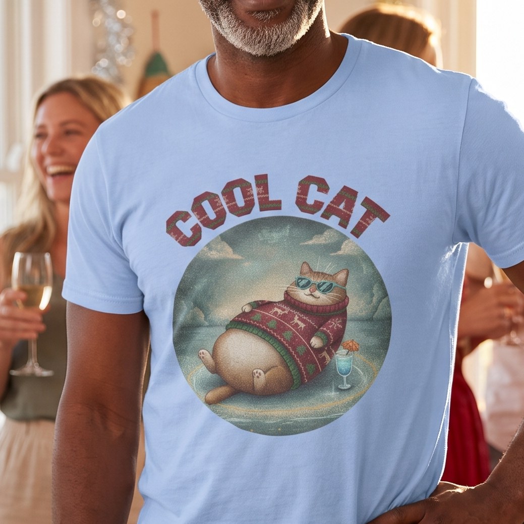 Styling photo, Cool Cat Ugly Christmas Shirt