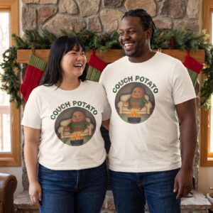 Plus size styling photo, Couch Potato Matching Christmas Shirts for Couples