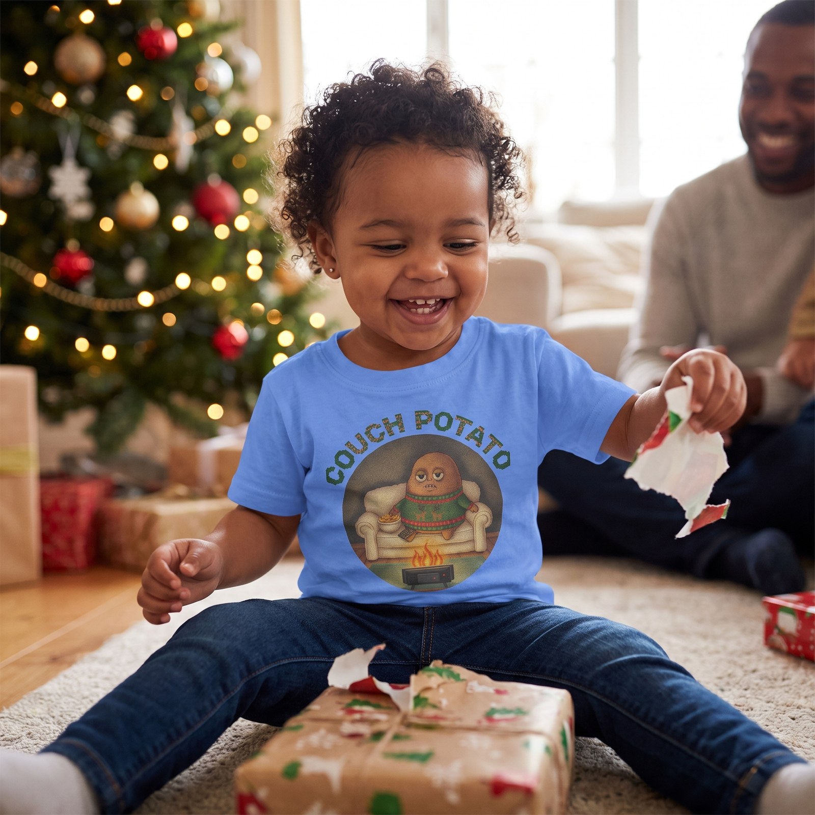 Styling photo, Couch Potato Toddler Ugly Christmas Shirt