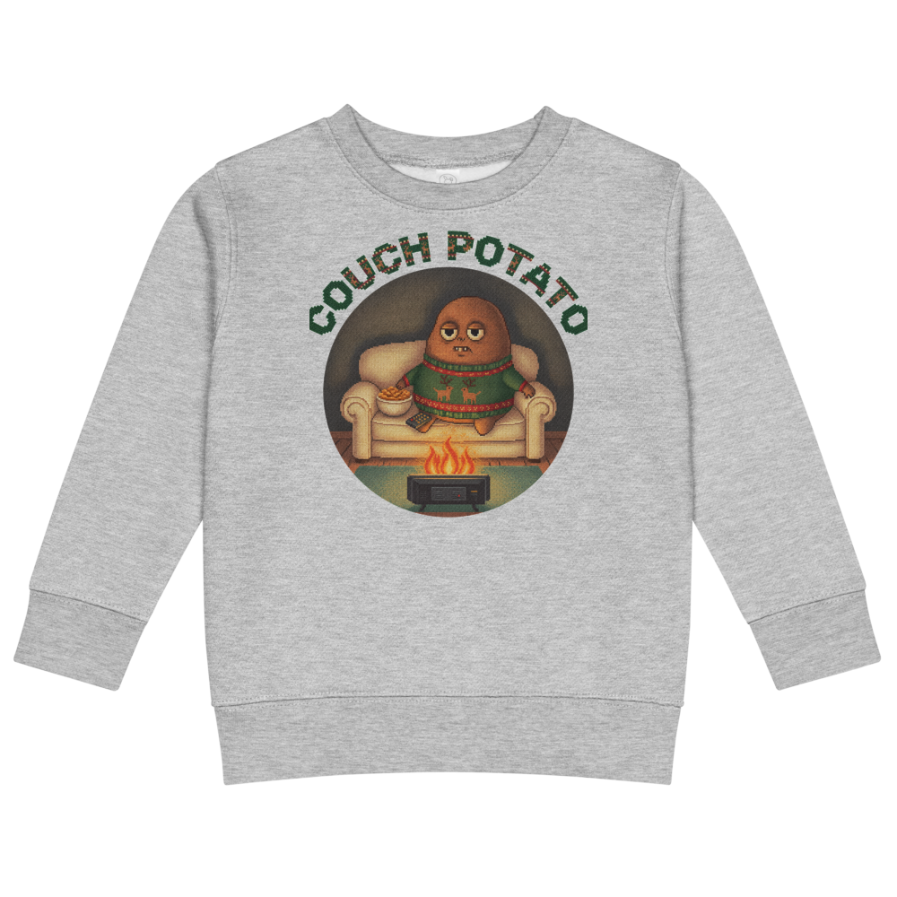 Couch Potato Toddler Ugly Christmas Sweater | Kids Crewneck Sweatshirt, Ages 2 to 7 Heather flat