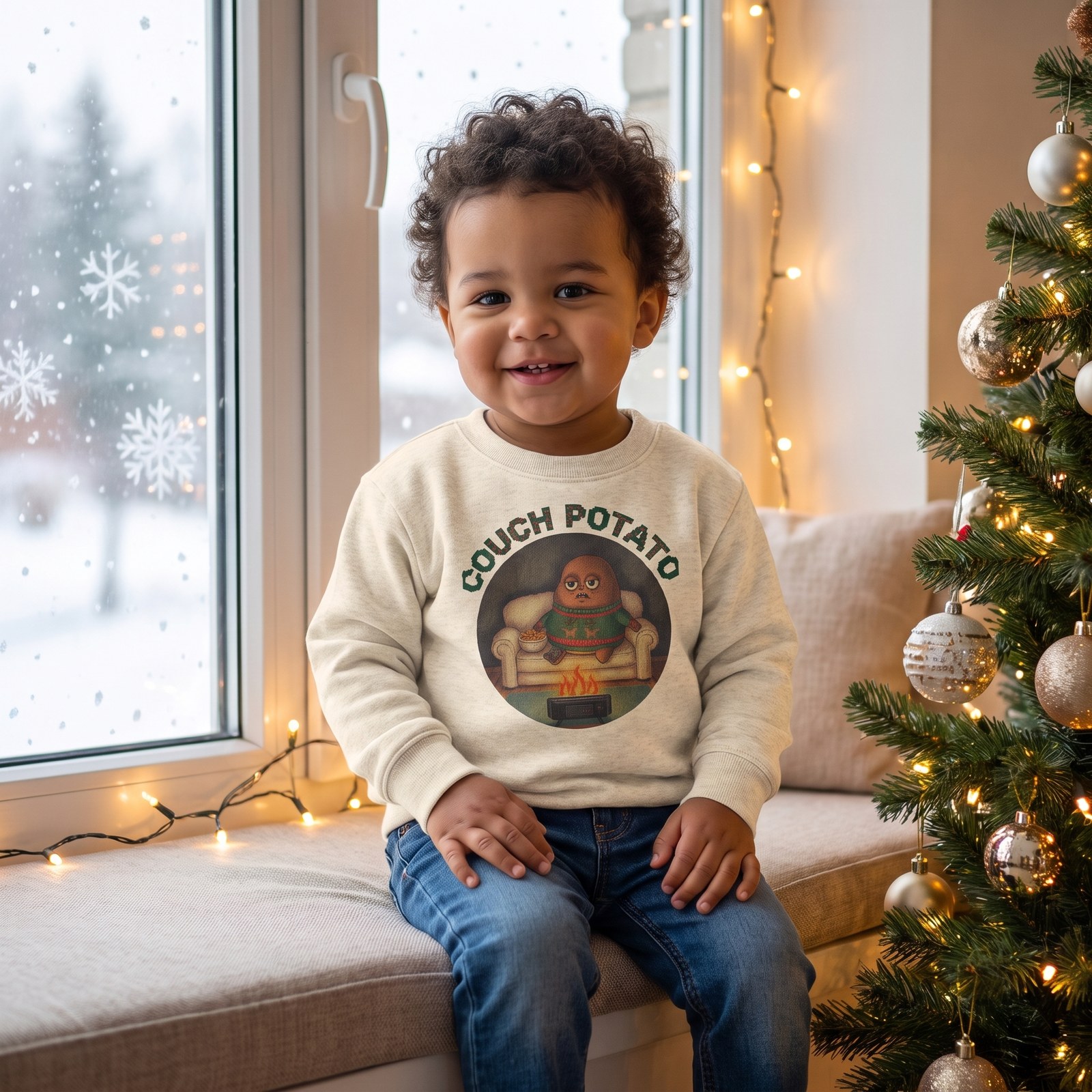 Styling photo, Couch Potato Toddler Ugly Christmas Sweater