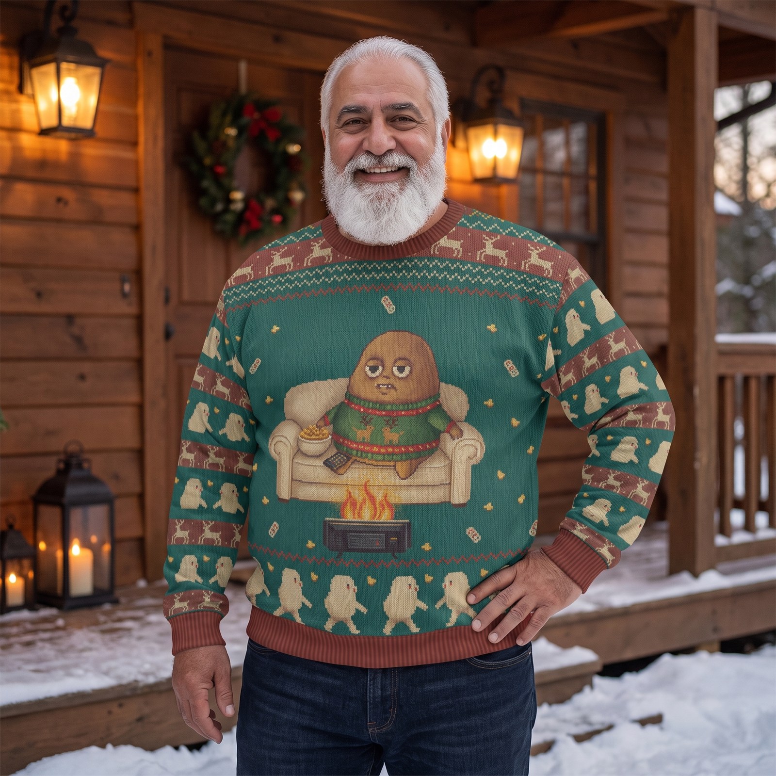 Plus size styling photo, Couch Potato Ugly Christmas Sweater