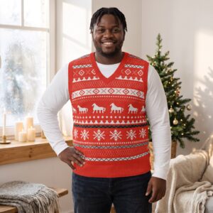 Plus size styling photo, Dala Horse Christmas Sweater Vest for Men and Women
