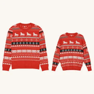 Dala Horse matching parent and child Christmas set, adult and child versions side by side