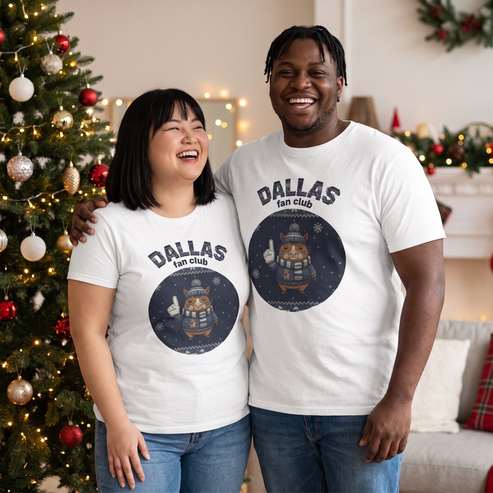 Plus size styling photo, Dallas Fan Matching Christmas Shirts for Couples